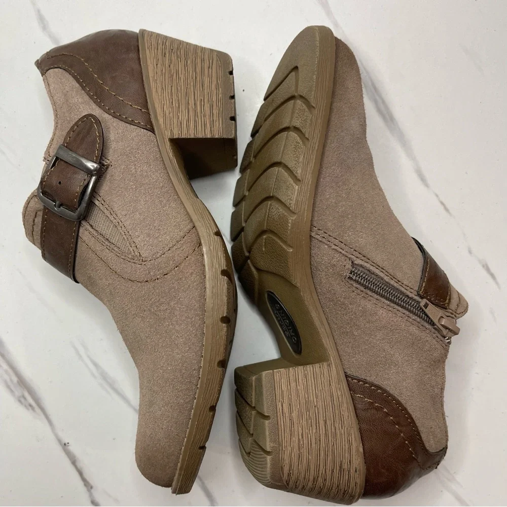 Earth Origins Women Ankle Booties Oakland Eddie Distressed Suede Taupe Size 8M